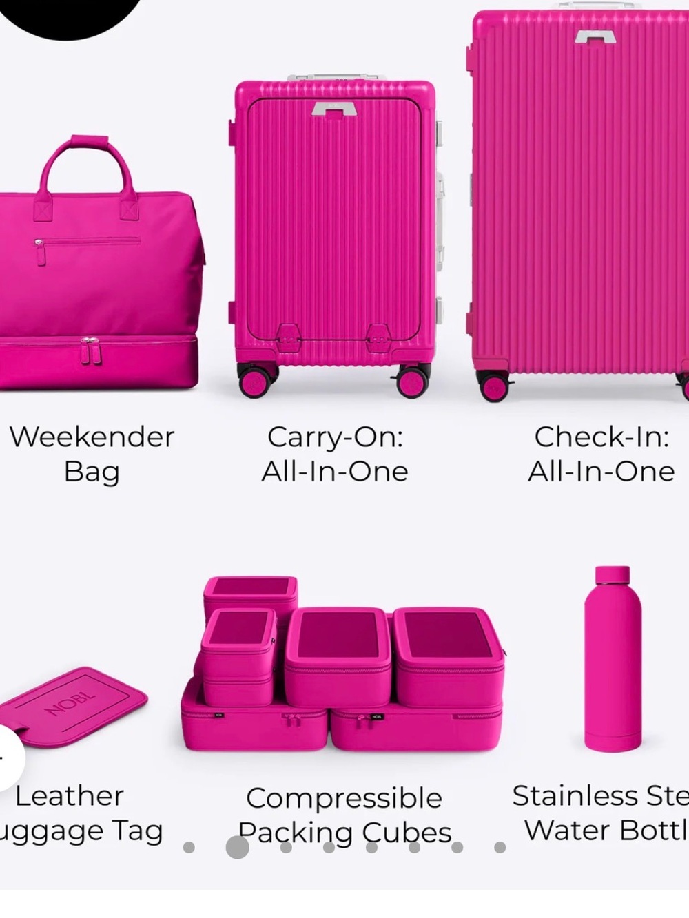 Hot Pink Luggage and Travel Set - Weekender, Carry-On, Check-In & Packing Cubes